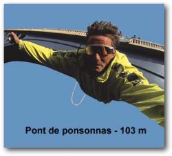 Le saut à l'élastique à Ponsonnas (à 90km)